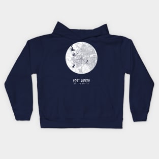 Fort Worth, USA City Map - Full Moon Kids Hoodie